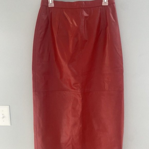 Sexy West Bay Vintage High Waist Red Leather Pencil Skirt 10-12 - Picture 1 of 10